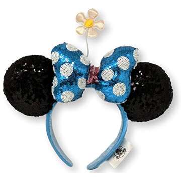 Disney Parks Exclusive - Minnie Mickey Ears Headband - Black Ears Blue Bow White Polka Dots and Yell...