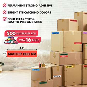 Shop4Mailers Moving Color Coded Labels Stickers - 800 Count