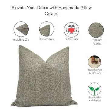 Fabritual Handmade Thick Linen Lumbar Zipper Throw Pillowcase Cushion Cover for Sofa/Couch, Chair, Balcony, Patio, Fall Summer, Home Décor, Living Room, Outdoor - 14X20, Varsti, Light Green