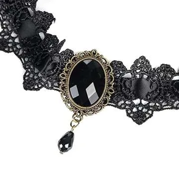 GRAEEN Gothic Black Lace Choker Necklace for Women
