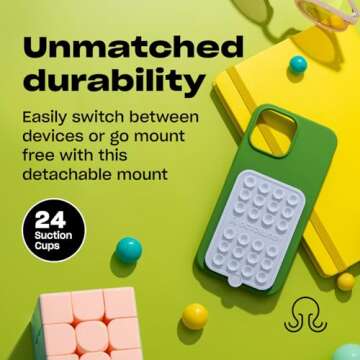 OCTOBUDDY - Silicone Double-Sided Suction Phone Case Detachable Mount - Hands-Free, Strong Grip Holder for Selfies & Videos - iPhone & Android Compatible - 2.5″ x 3.75″, Baby Blue