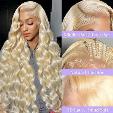 Anicekiss 613 Lace Front Wig Human Hair 13x4 Blonde Body Wave 180% Density 613 HD Lace Frontal Wig for Women 30 Inch