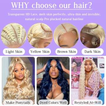 Anicekiss 613 Lace Front Wig Human Hair 13x4 Blonde Body Wave 180% Density 613 HD Lace Frontal Wig for Women 30 Inch