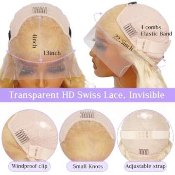 Anicekiss 613 Lace Front Wig Human Hair 13x4 Blonde Body Wave 180% Density 613 HD Lace Frontal Wig for Women 30 Inch