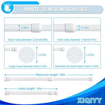XIQIYY Small Tension Rods 16 to 28 inch ,Adjustable Shower Spring Tension Rod Short for Windows,Clos...