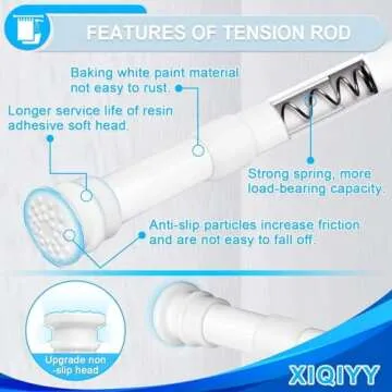 XIQIYY Small Tension Rods 16 to 28 inch ,Adjustable Shower Spring Tension Rod Short for Windows,Closet,Curtain,Doorway,Upgrade Diameter 1 inch,White