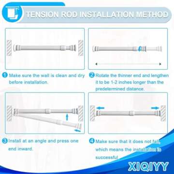 XIQIYY Small Tension Rods 16 to 28 inch ,Adjustable Shower Spring Tension Rod Short for Windows,Closet,Curtain,Doorway,Upgrade Diameter 1 inch,White