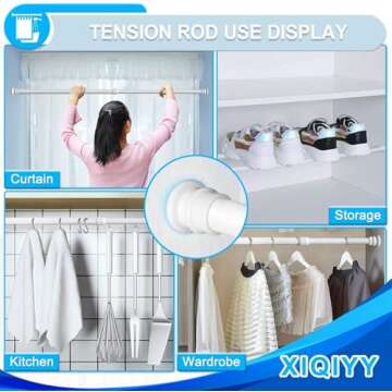XIQIYY Small Tension Rods 16 to 28 inch ,Adjustable Shower Spring Tension Rod Short for Windows,Closet,Curtain,Doorway,Upgrade Diameter 1 inch,White