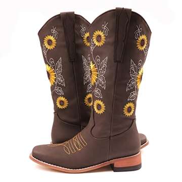 Stylish SO SIMPOK Sunflower Cowboy Boots for Women