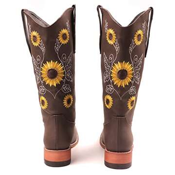 Stylish SO SIMPOK Sunflower Cowboy Boots for Women