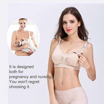 Desirelove Nursing Bra 3 Pack Maternity Seamless Bras with Removable Spill Prevention Pads…