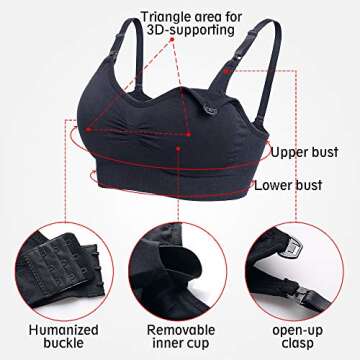 Desirelove Nursing Bra 3 Pack Maternity Seamless Bras with Removable Spill Prevention Pads…