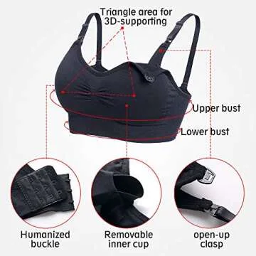 Desirelove Nursing Bra 3 Pack Maternity Seamless Bras with Removable Spill Prevention Pads…