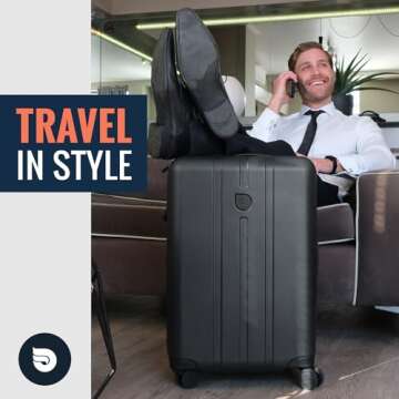 Aerotrunk Airline Approved Carry On Luggage - Lightweight Hard Shell Suitcase with Spinner Wheels, TSA Lock - Carry-On 23" Black