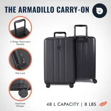 Aerotrunk Airline Approved Carry On Luggage - Lightweight Hard Shell Suitcase with Spinner Wheels, TSA Lock - Carry-On 23" Black