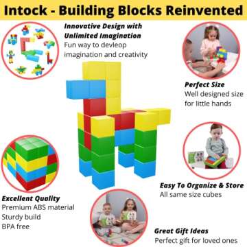Intock Magnetic Blocks, Magnetic Cubes Educational Toys, Original Award Winning Magnetic Building Blocks for Kids, 40 Pieces Colorful Autism Toys Magic Cube Sensory Toys for Kids