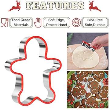 Cthinkaty Christmas Cookie Cutter Set - 5 Durable Shapes for Holiday Fun