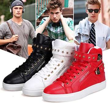 Men's Korean Style High Top Sneakers with Platform Features