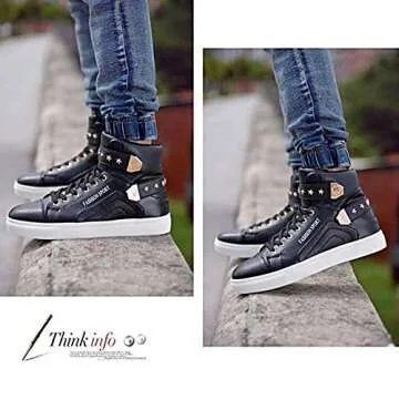 Men's Korean Style High Top Sneakers with Platform Features