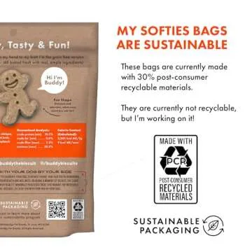Buddy Biscuit Softies 5 oz. Pouch, Grain-Free Soft & Chewy, Natural Peanut Butter Flavor Dog Treats, Oven Baked in the USA