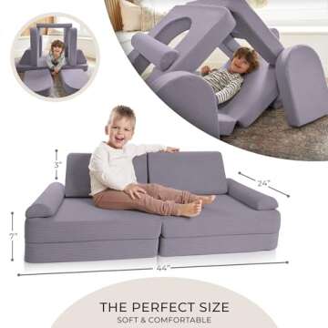 ZICOTO Modular Kids Play Couch for Fun Play Time or Comfy Lounging - The Perfect Toddler Sofa to Boost Creativity and Easily Build Magical Forts and More in Your Playroom/Nursery
