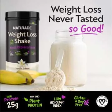 Naturade Plant-Based Weight Loss Shake - 25g Protein | Vegan Vanilla Crème 18 Servings