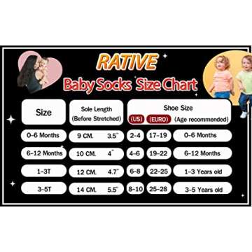 RATIVE Non Skid Anti Slip Cotton Dress Crew Socks With Grips For Baby Infant Toddler Kids Girls (6-1...