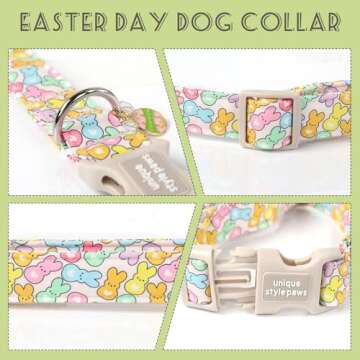 Unique style paws Easter Day Dog Collar Plastic Buckle Collar with Pendant Blue Sports Rabbit Ball Egg Puppy Collars Gift for Small Medium Large Boys Girls Dogs
