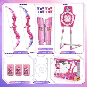 Bow and Arrow Toys for 5 6 7 8 9 10 Years Olds Girls, Archery Set Includes 2 Super Bow with LED Ligh...