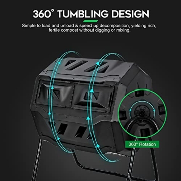 F2C 43 Gallon Dual Chamber Composter for Gardening