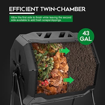 F2C 43 Gallon Dual Chamber Composter for Gardening