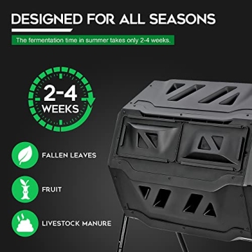 F2C 43 Gallon Dual Chamber Composter for Gardening
