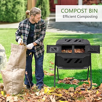 F2C 43 Gallon Dual Chamber Composter for Gardening