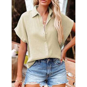 Stylish Dokotoo Casual V Neck Button Down Shirt for Women