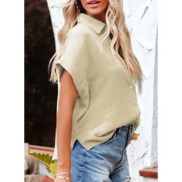 Dokotoo Women’s V Neck Cotton Button Down Shirt