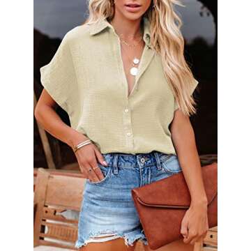 Dokotoo Women’s V Neck Cotton Button Down Shirt