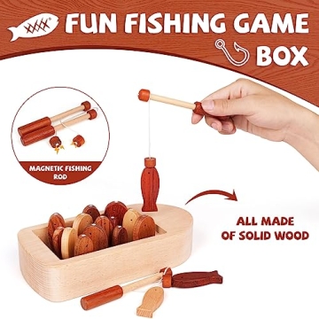 Magnetic Wooden Fishing Game for Toddlers and Kids