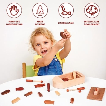 Magnetic Wooden Fishing Game for Toddlers and Kids