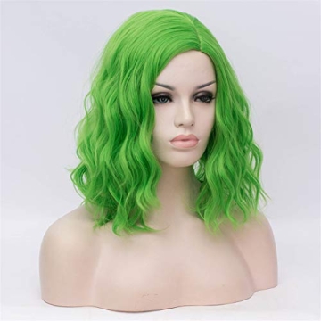 Cying Lin Short Bob Green Wig Ideal for Halloween and Cosplay