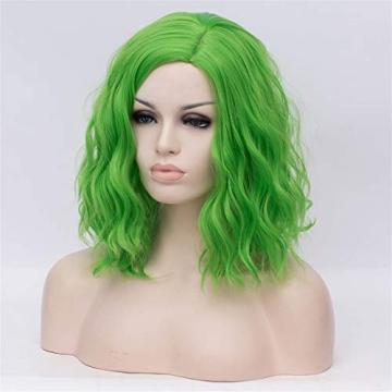 Cying Lin Short Bob Green Wig Ideal for Halloween and Cosplay