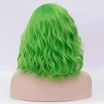Cying Lin Short Bob Green Wig Ideal for Halloween and Cosplay