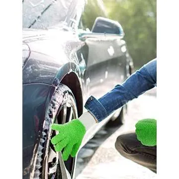 Bencailor 3 Pairs Microfiber Dusting Gloves House Kitchen Cleaning Reusable Dusting Mitt for Windows Blinds Shutters Mirrors(Grass Green, Water Blue, Pink)