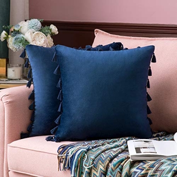 MIULEE Velvet Decorative Pillow Covers with Tassels