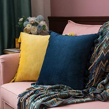 MIULEE Velvet Decorative Pillow Covers with Tassels