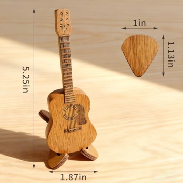Doyyi Wooden Pick Storage Box with 3 Plectrums, Anti-Loss Organizer Case for Guitarists, A Practical...