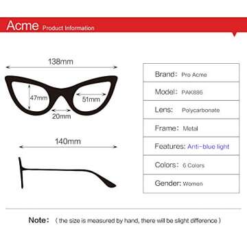 Pro Acme Cat Eye Blue Light Glasses - Stylish UV Protection