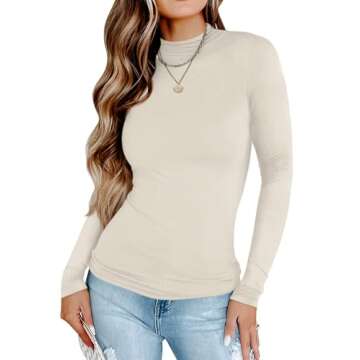 PINKMSTYLE Womens Mock Turtleneck Long Sleeve Tops Double Lined Tight Shirts Base Layer Fall Outfits...