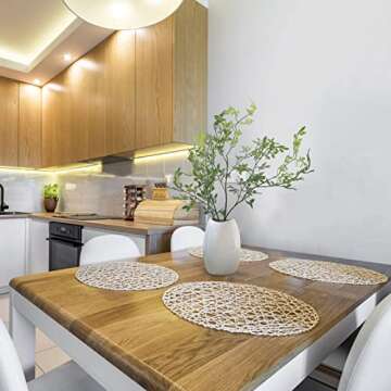 Mokylor 3Pcs Artificial Plant Leaves Bunches, 43.3 Inch Nandina Domestica Faux Greenery Branches Stems Leaves Spray Plastic Plants Branches for Vase Floral Arrangement Bouquets Greenery Decor