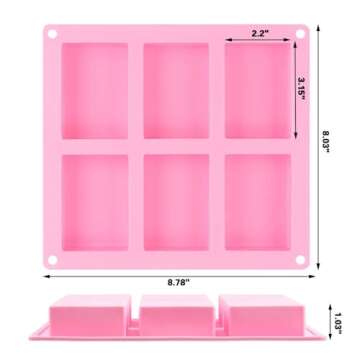 SJ Rectangle Silicone Molds - 6-Cavity 4oz Bar Molds