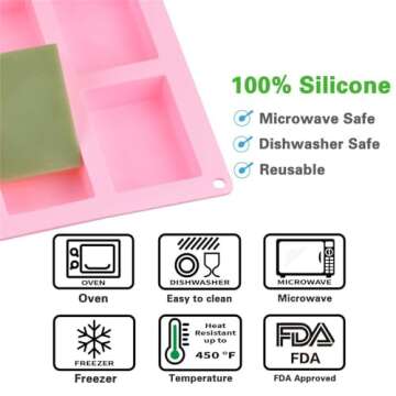 SJ Rectangle Silicone Molds - 6-Cavity 4oz Bar Molds